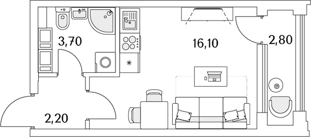 23,4 м², квартира-студия 5 016 226 ₽ - изображение 19