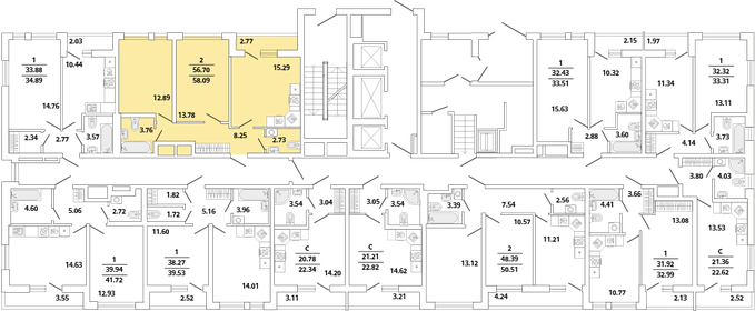 53,8 м², 2-комнатная квартира 13 950 000 ₽ - изображение 23