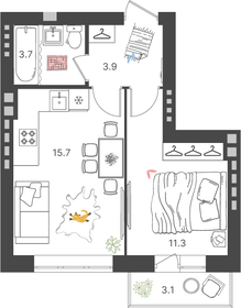 32 м², 1-комнатная квартира 3 000 000 ₽ - изображение 28