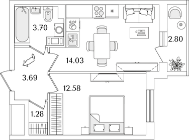 36,5 м², 1-комнатная квартира 9 501 893 ₽ - изображение 36