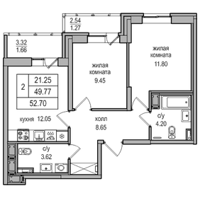 45,4 м², 2-комнатная квартира 10 237 728 ₽ - изображение 33