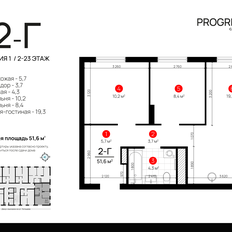 Квартира 51,6 м², 2-комнатная - изображение 2