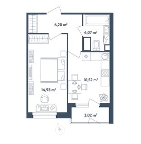 Квартира 37,2 м², 1-комнатная - изображение 1