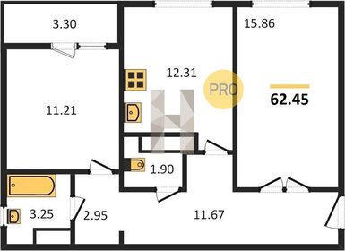 62,6 м², 2-комнатная квартира 4 980 000 ₽ - изображение 19