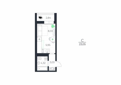 Квартира 24,5 м², студия - изображение 1