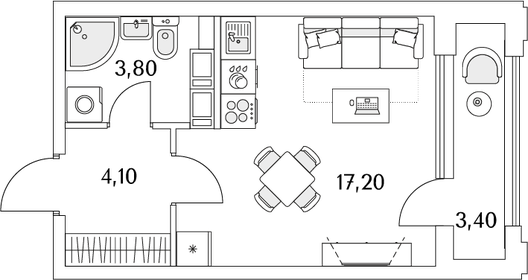 27,3 м², квартира-студия 5 892 525 ₽ - изображение 81