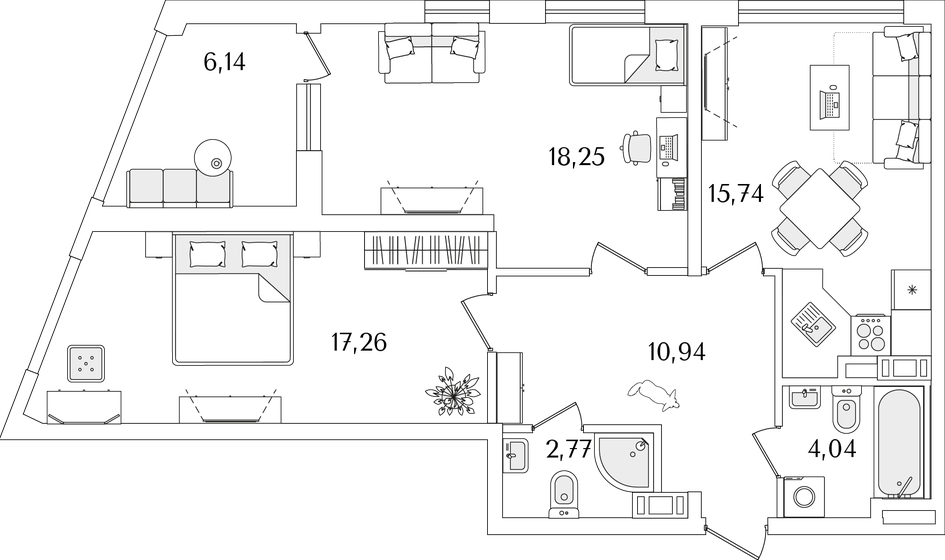 72,1 м², 2-комнатная квартира 19 659 632 ₽ - изображение 1