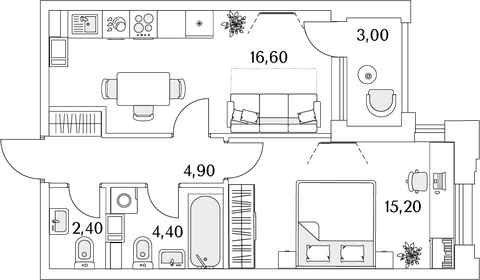 45,7 м², 1-комнатная квартира 8 800 000 ₽ - изображение 145