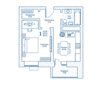 34,3 м², 1-комнатная квартира 4 204 200 ₽ - изображение 16