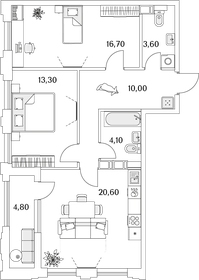 74 м², 2-комнатная квартира 15 006 228 ₽ - изображение 20