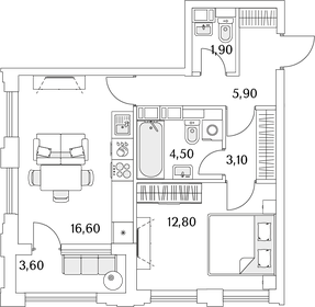 45,7 м², 1-комнатная квартира 8 800 000 ₽ - изображение 154