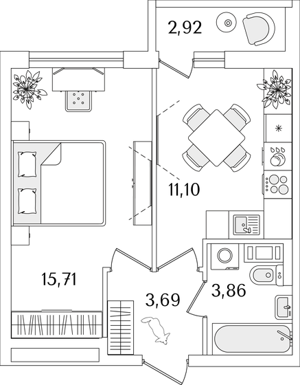 35,8 м², 1-комнатная квартира 8 345 507 ₽ - изображение 1