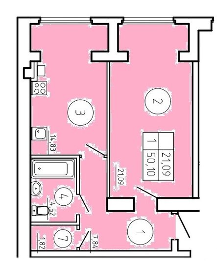 50,1 м², 1-комнатная квартира 3 932 000 ₽ - изображение 30