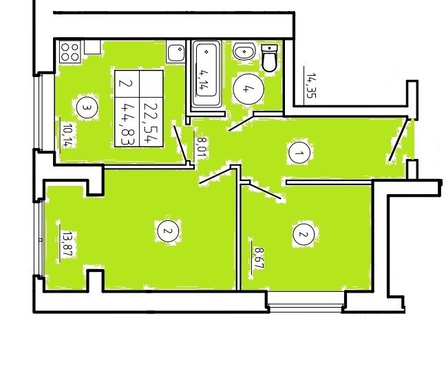 44,8 м², 2-комнатная квартира 3 521 000 ₽ - изображение 51