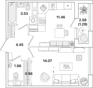 42,5 м², 2-комнатная квартира 8 100 000 ₽ - изображение 97