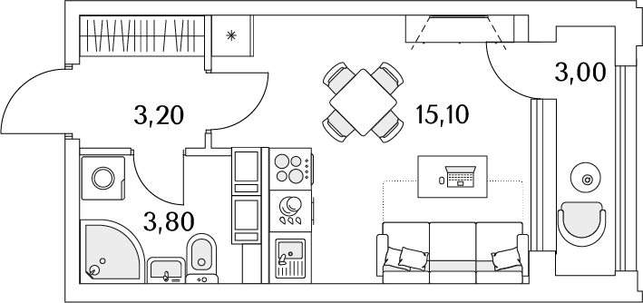 23,6 м², квартира-студия 5 013 079 ₽ - изображение 1