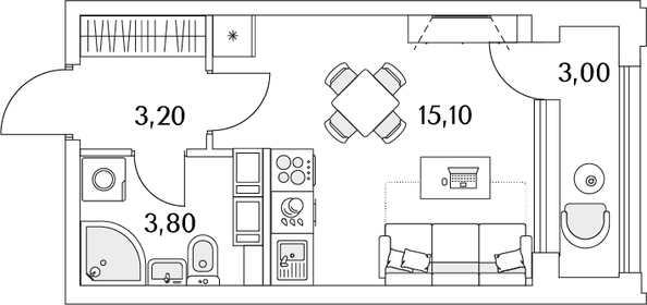 22,8 м², квартира-студия 5 141 318 ₽ - изображение 11