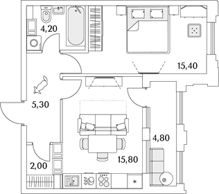45,7 м², 1-комнатная квартира 8 800 000 ₽ - изображение 137