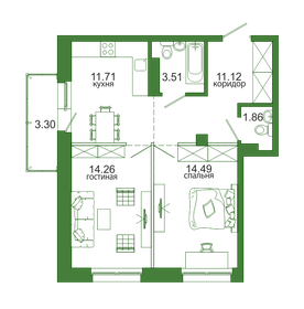60,3 м², 2-комнатная квартира 16 267 500 ₽ - изображение 54