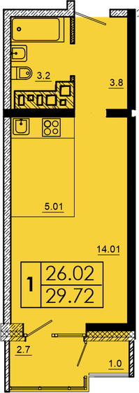 29,7 м², 1-комнатная квартира 2 942 280 ₽ - изображение 11