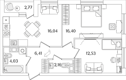 49,5 м², 2-комнатная квартира 9 000 000 ₽ - изображение 120