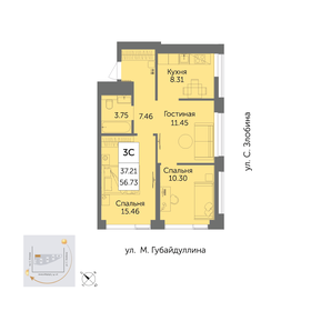 56,7 м², 3-комнатная квартира 10 418 500 ₽ - изображение 7
