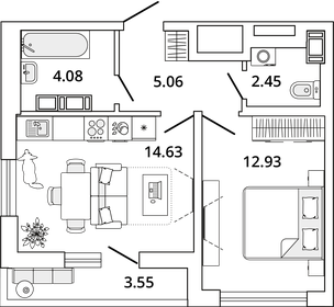 42 м², 1-комнатная квартира 11 619 665 ₽ - изображение 11