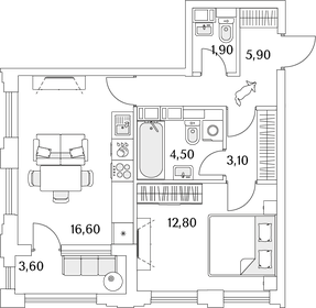 45,9 м², 1-комнатная квартира 9 900 000 ₽ - изображение 105