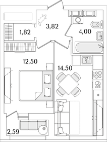 Квартира 37,9 м², 1-комнатная - изображение 1