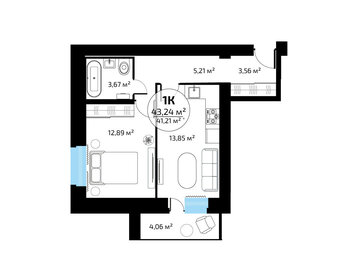 Квартира 41,2 м², 1-комнатная - изображение 1