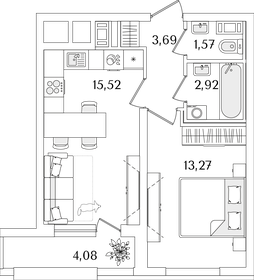 39 м², 1-комнатная квартира 10 877 337 ₽ - изображение 58