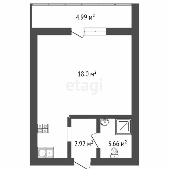 24,5 м², квартира-студия 4 100 000 ₽ - изображение 1