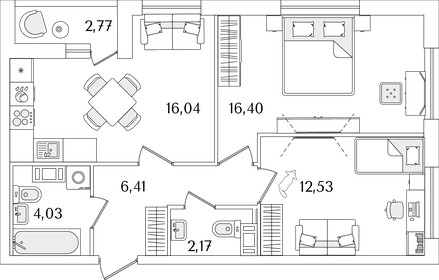 55,8 м², 2-комнатная квартира 11 100 000 ₽ - изображение 101