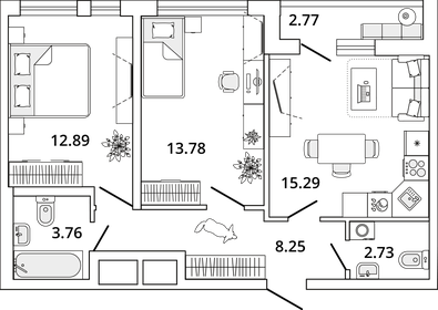 61,1 м², 2-комнатная квартира 14 750 000 ₽ - изображение 123