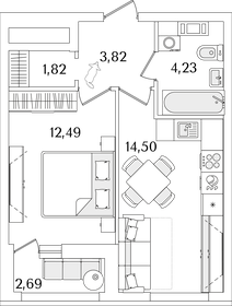 39 м², 1-комнатная квартира 10 877 337 ₽ - изображение 82