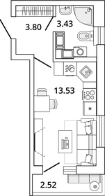 25,3 м², квартира-студия 7 994 846 ₽ - изображение 15