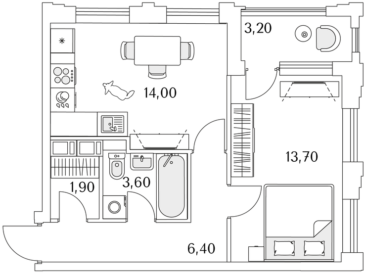 41,2 м², 1-комнатная квартира 8 455 720 ₽ - изображение 1
