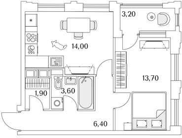 42 м², 1-комнатная квартира 35 000 ₽ в месяц - изображение 45