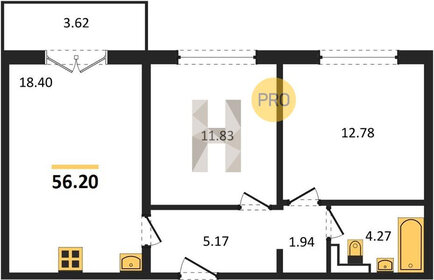 Квартира 56,2 м², 2-комнатная - изображение 1