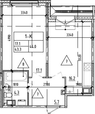 44 м², 1-комнатная квартира 15 030 000 ₽ - изображение 1