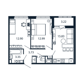 55 м², 2-комнатная квартира 8 450 000 ₽ - изображение 131