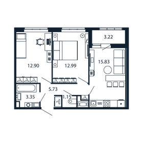 55 м², 2-комнатная квартира 8 450 000 ₽ - изображение 135