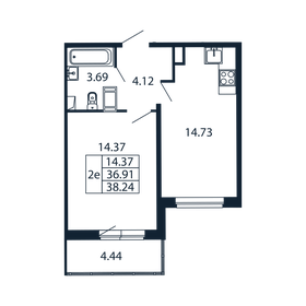 38,3 м², 1-комнатная квартира 7 263 888 ₽ - изображение 92