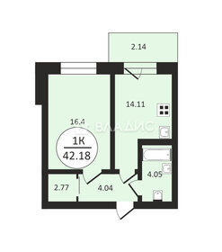 Квартира 42 м², 1-комнатная - изображение 1