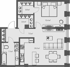 Квартира 66,6 м², 1-комнатная - изображение 1