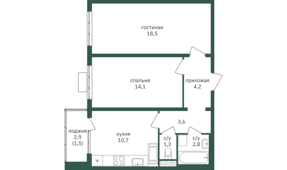 56,7 м², 2-комнатная квартира 18 060 100 ₽ - изображение 37