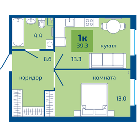 Квартира 39,3 м², 1-комнатная - изображение 1