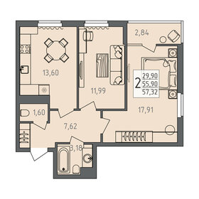 58,6 м², 3-комнатная квартира 4 800 000 ₽ - изображение 94