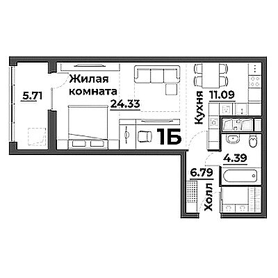 52,3 м², квартира-студия 4 650 000 ₽ - изображение 1