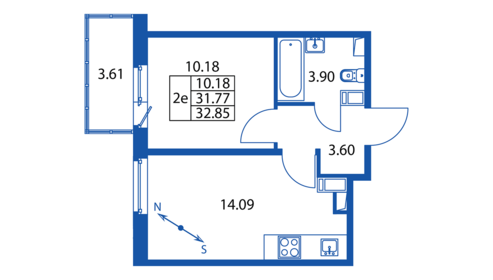 31,1 м², 1-комнатная квартира 4 500 000 ₽ - изображение 122